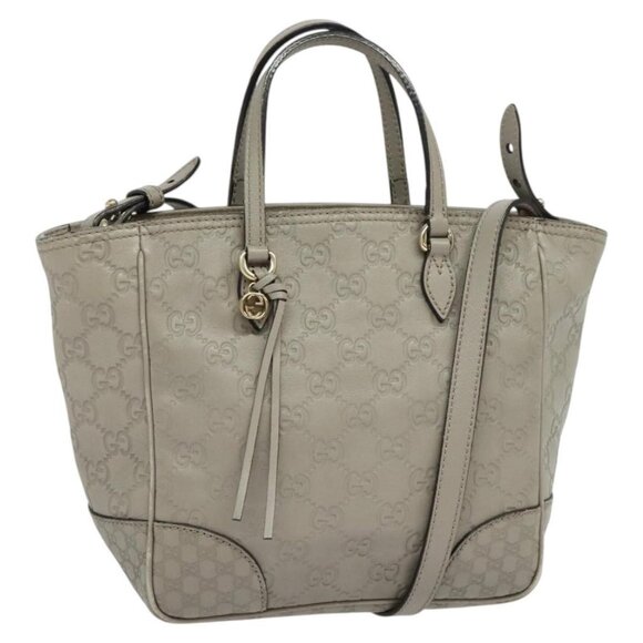 GUCCI GG Canvas Guccissima Hand Bag Leather Gray Gold 353121 Auth EC864 - Picture 1 of 16